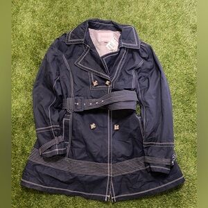 Laundry By Shelli Segal Dark Blue Trench Coat with Belt